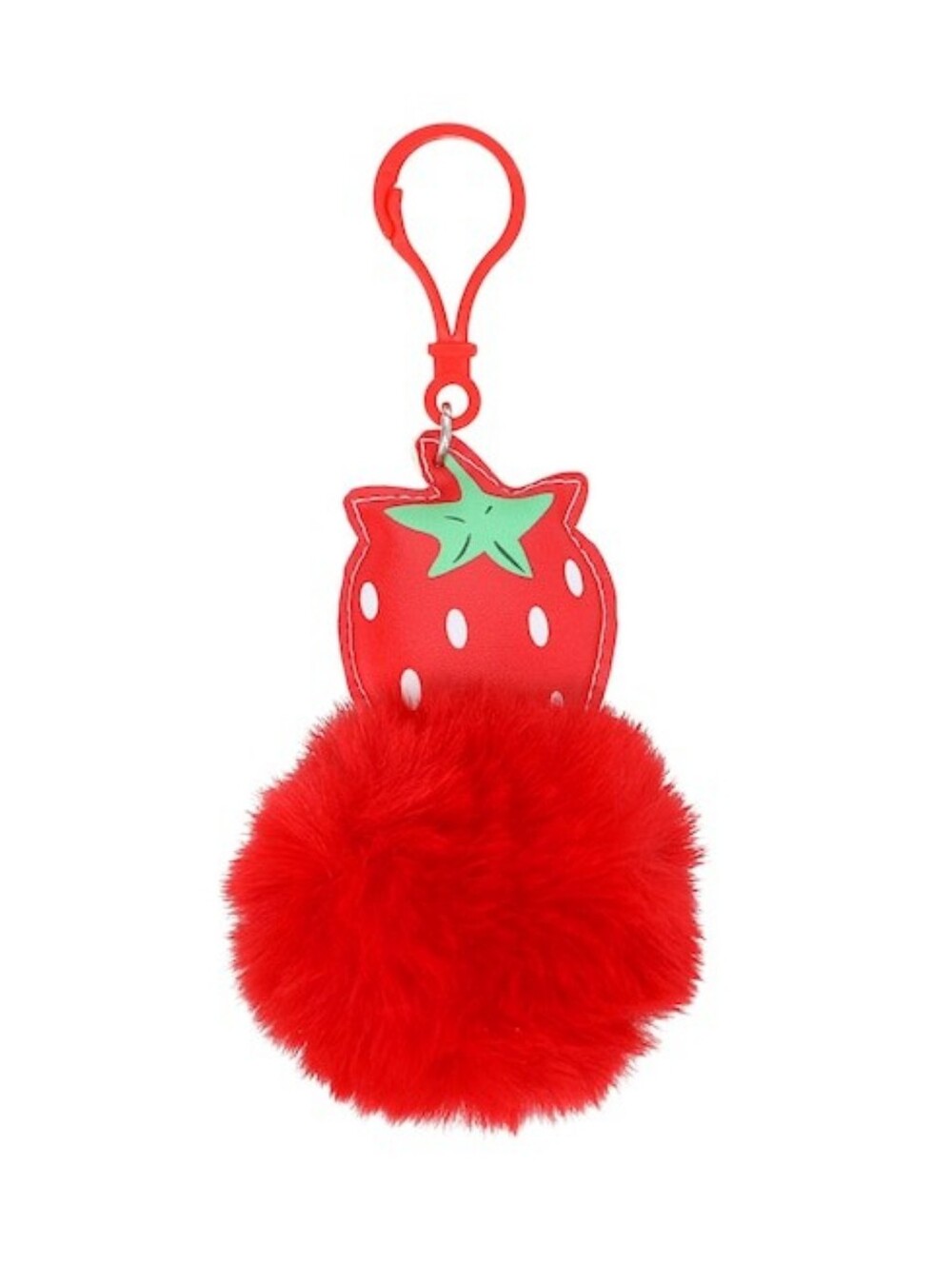 Fuzzy Pom Keychain  -  Choose 1 Red Strawberry, Green Bear, Gray Game Controller - Picture 3 of 5